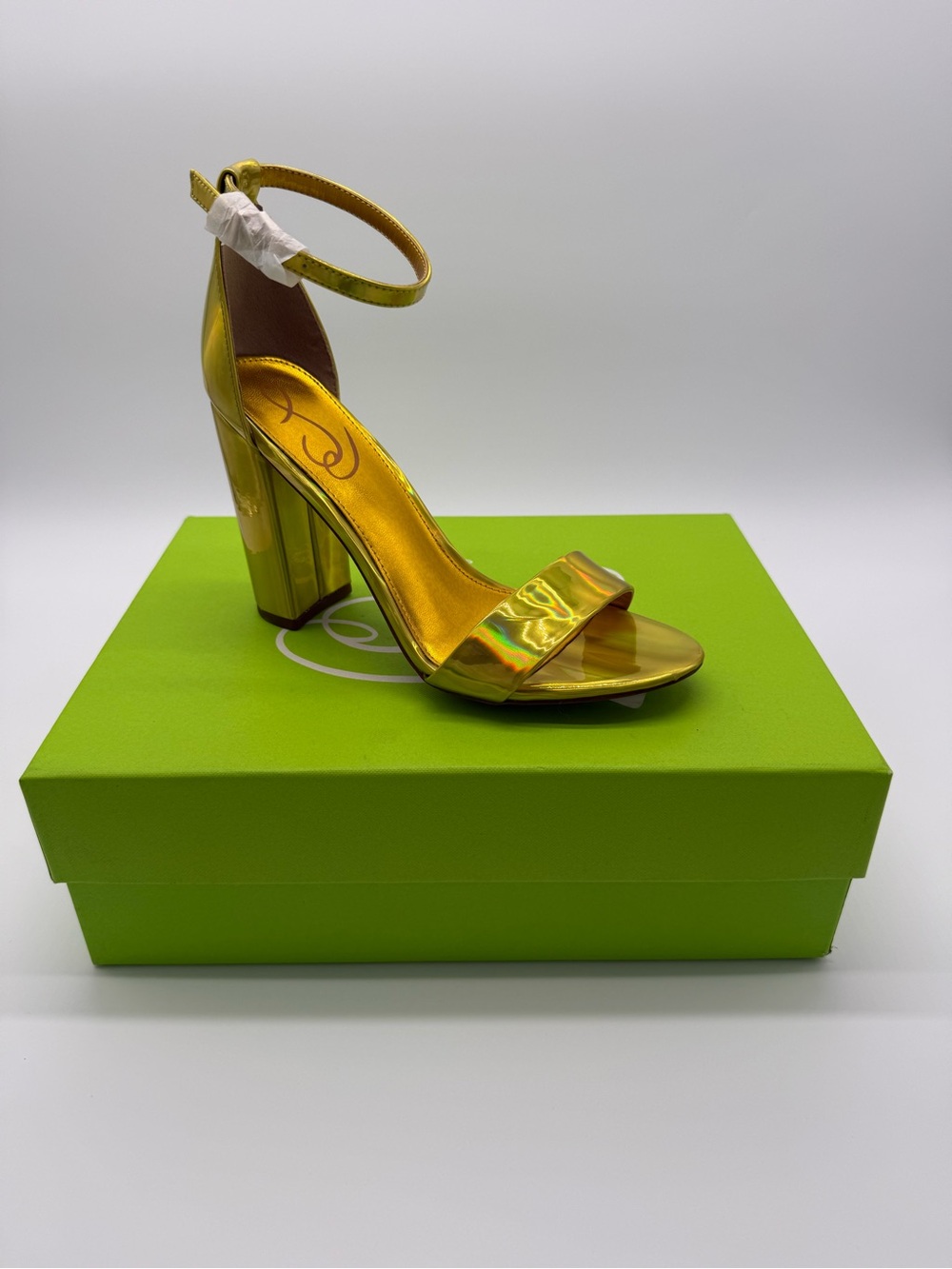 Sam Edelman Block Heel Sandal Gold Metallic Size 7 New
